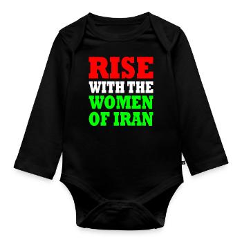 Rise with the women of iran - Body Bébé bio manches longues - noir - Devant