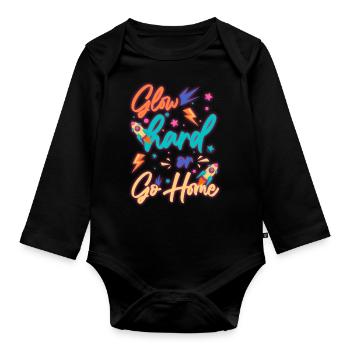 Neon Vintage Kassette Leuchtreklame - Baby Bio-Langarm-Body - Schwarz - Vorne