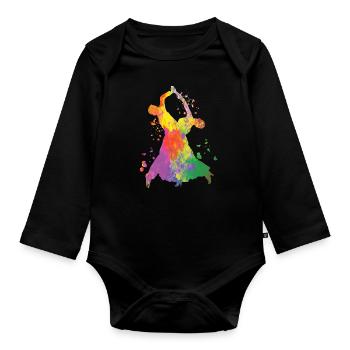 Danse de salon Slow Fox Quickstep - Body Bébé bio manches longues - noir - Devant