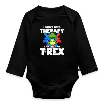 T-Rex - Organic Longsleeve Baby Bodysuit - black - Front