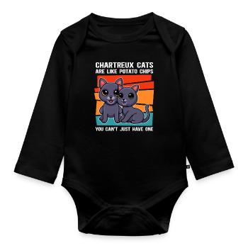 Chartreux Carthusian Cat Owner Gift - Organic Longsleeve Baby Bodysuit - black - Front