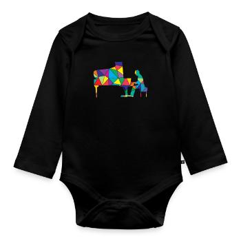 Piano Polygone Funny Piano - Body Bébé bio manches longues - noir - Devant