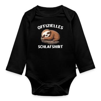 Faultier Faultiere Tier Schlafen Faul - Baby Bio-Langarm-Body - Schwarz - Vorne