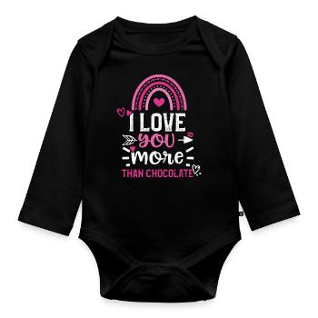 I love you more than chocolate - Organic Longsleeve Baby Bodysuit - black - Front