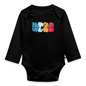 Kettensäge Retro Herzschlag Holzfäller Holz - Baby Bio-Langarm-Body - Schwarz - Vorne