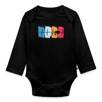 Kletterer retro herzschlag tshirt klettern kletter - Baby Bio-Langarm-Body - Schwarz - Vorne