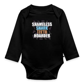 Sharks, shark counter collectors - Organic Longsleeve Baby Bodysuit - black - Front