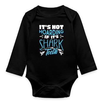 Sharks, shark counter collectors - Organic Longsleeve Baby Bodysuit - black - Front
