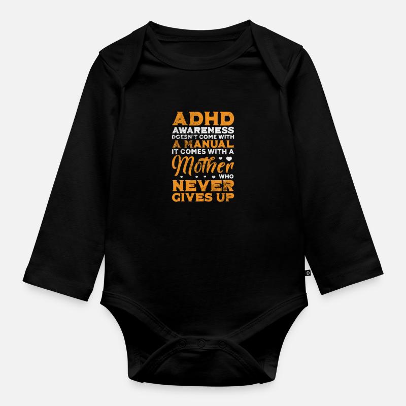 TDAH - Body Bébé bio manches longues - noir