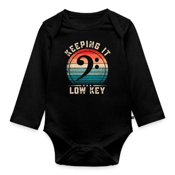 Bass Clef Keeping It Low Key Bass Player - Organic Longsleeve Baby Bodysuit - black - Front
