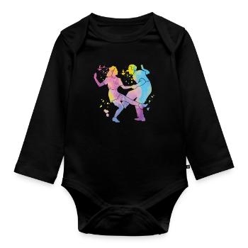 Tanzen Swing 60s Boogie Woogie - Baby Bio-Langarm-Body - Schwarz - Vorne
