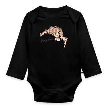 Maryland Leopard Pattern Map Leo - Organic Longsleeve Baby Bodysuit - black - Front