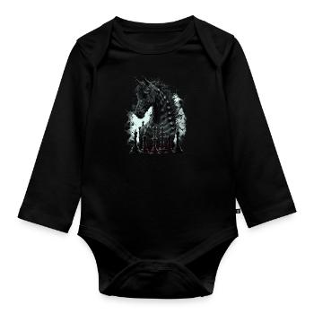 Knight Chess Horse - Organic Longsleeve Baby Bodysuit - black - Front