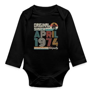 April 1974 anniversary April 1974 gift 1974 - Organic Longsleeve Baby Bodysuit - black - Front