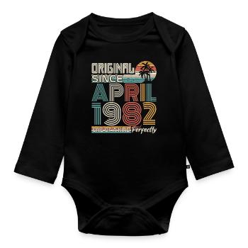 April 1982 anniversary April 1982 gift 1982 - Organic Longsleeve Baby Bodysuit - black - Front