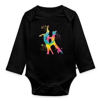 Danseur d’aquarelle de couple de danse latine - Body Bébé bio manches longues - noir - Devant