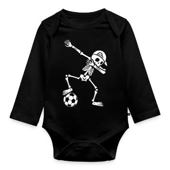 Fußballer Dabbing Skelett Jungen Fußballspieler - Baby Bio-Langarm-Body - Schwarz - Vorne