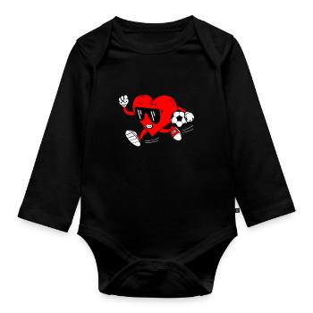Soccer Football Valentine's Day Love Sports Boys - Organic Longsleeve Baby Bodysuit - black - Front