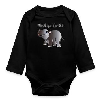 Süßes Zwergflusspferd - Pygmy Hippo Fanclub - Baby Bio-Langarm-Body - Schwarz - Vorne