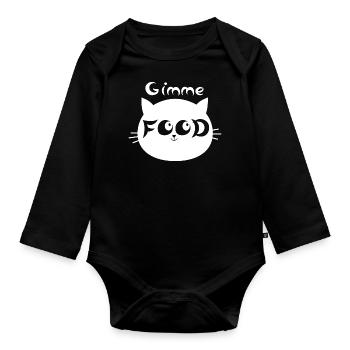Katze - Gib mir Fressen - Baby Bio-Langarm-Body - Schwarz - Vorne