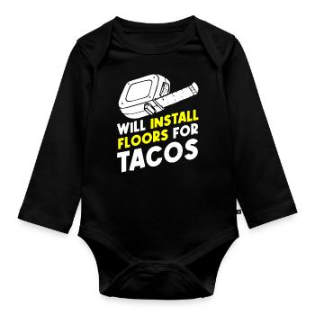 Floor layers, tilers, tilers - Organic Longsleeve Baby Bodysuit - black - Front