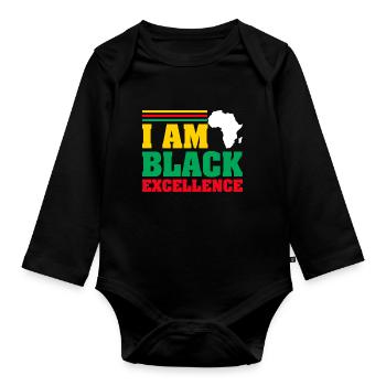 Black Woman African American Pride - Baby Bio-Langarm-Body - Schwarz - Vorne