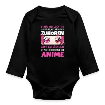 Sarkastisches Kawaii Statement für Manga-Liebhaber - Baby Bio-Langarm-Body - Schwarz - Vorne