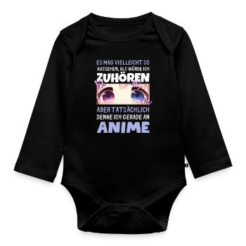 Sarkastisches Kawaii Statement für Manga-Liebhaber - Baby Bio-Langarm-Body - Schwarz - Vorne