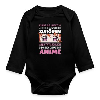 Sarkastisches Kawaii Statement für Manga-Liebhaber - Baby Bio-Langarm-Body - Schwarz - Vorne
