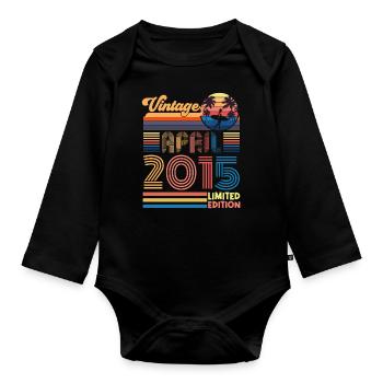 birthday April 2015 April. April 2015 Gift. - Organic Longsleeve Baby Bodysuit - black - Front