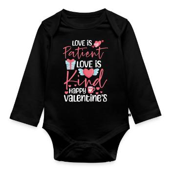 Valentine's Day Boyfriend In Love Affection - Organic Longsleeve Baby Bodysuit - black - Front