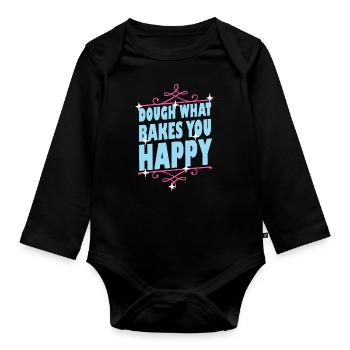 Dough What Bakes You Happy Bäckerei - Baby Bio-Langarm-Body - Schwarz - Vorne