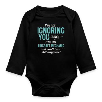 Flugzeugmechaniker, Flugzeugmechaniker - Baby Bio-Langarm-Body - Schwarz - Vorne