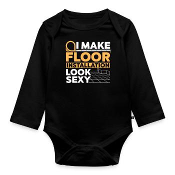 Flooring installer, tile warehouse - Organic Longsleeve Baby Bodysuit - black - Front