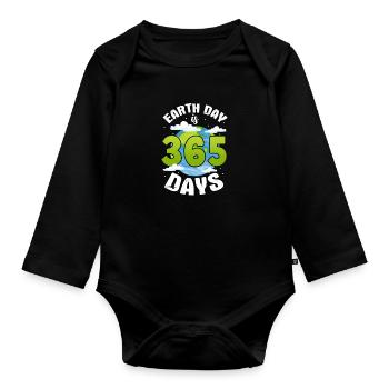 Climate change - Organic Longsleeve Baby Bodysuit - black - Front