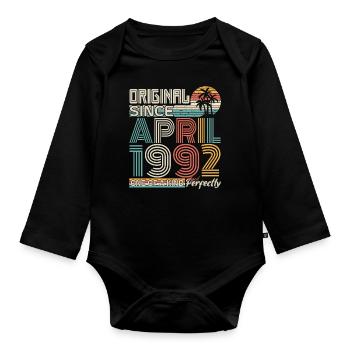 April 1992 anniversary April 1992 gift 1992 - Organic Longsleeve Baby Bodysuit - black - Front