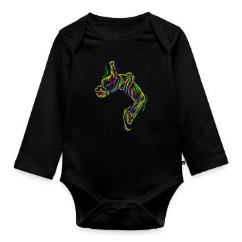 Parkour Backflip - Baby Bio-Langarm-Body - Schwarz - Vorne