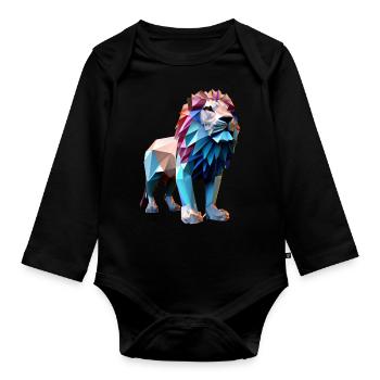 Lions polygonaux - Body Bébé bio manches longues - noir - Devant