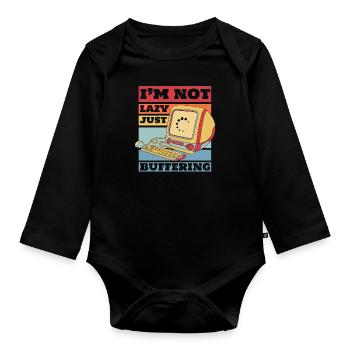 No Lazy Just Buffering Admin IT-Betrieb - Baby Bio-Langarm-Body - Schwarz - Vorne