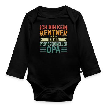 Ruhestand Rentner Rente Pension Renteneintritt - Baby Bio-Langarm-Body - Schwarz - Vorne