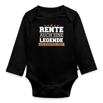 Ruhestand Rentner Rente Pension Renteneintritt - Baby Bio-Langarm-Body - Schwarz - Vorne