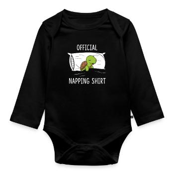 Official Napping Shirt Turtle Pajama - Baby Bio-Langarm-Body - Schwarz - Vorne