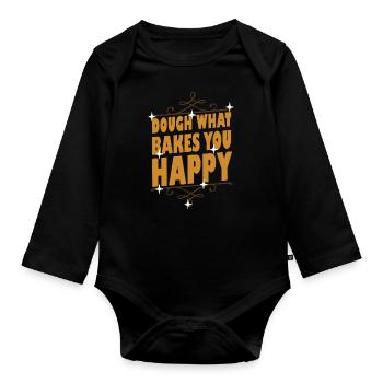 Dough What Bakes You Happy Bäckerei - Baby Bio-Langarm-Body - Schwarz - Vorne