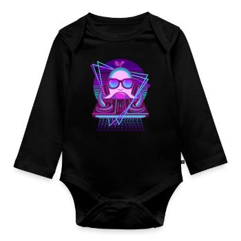 Vaporwave Avocado DJ Pult Avocado - Baby Bio-Langarm-Body - Schwarz - Vorne