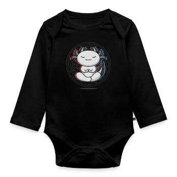 Namaste Axolotl Mandala Lotus Méditation Axolotl - Body Bébé bio manches longues - noir - Devant