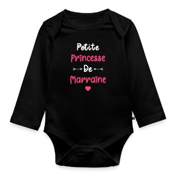 Petite princesse de marraine - Body Bébé bio manches longues - noir - Devant
