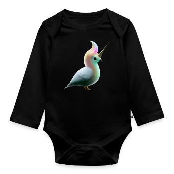 Einhorn Vogel - Baby Bio-Langarm-Body - Schwarz - Vorne
