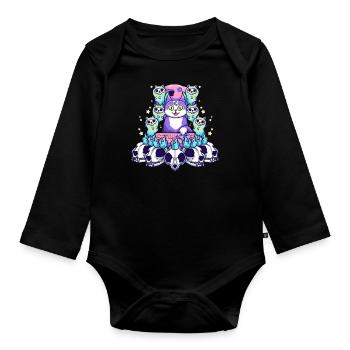 Kawaii Pastel Gothic Cute Cat Occult - Organic Longsleeve Baby Bodysuit - black - Front