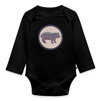 Hippo Baby | Hippo Hippos Gift - Organic Longsleeve Baby Bodysuit - black - Front