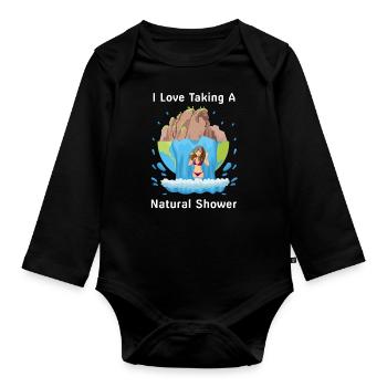 Woman Under Waterfall - Natural Shower - Organic Longsleeve Baby Bodysuit - black - Front